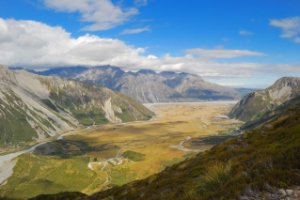 Uitzicht over Aoraki/Mt Cook National Park