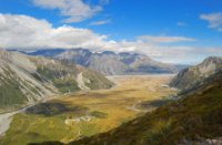 Uitzicht over Aoraki/Mt Cook National Park, Nieuw Zeeland