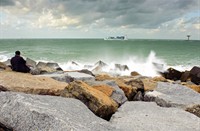 Onrustige zee aan de Maasvlakte, Maasvlakte