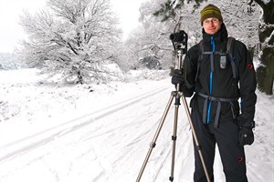 Jeroen geniet ook even van het sneeuw!