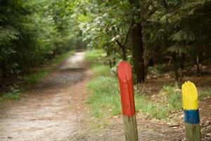 Markeer palen van de wandelroutes